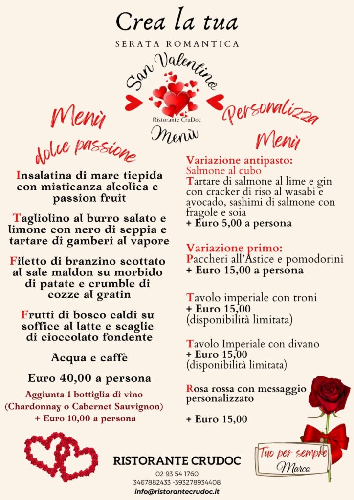 MENU SAN VALENTINO RISTORANTE CRUDOC